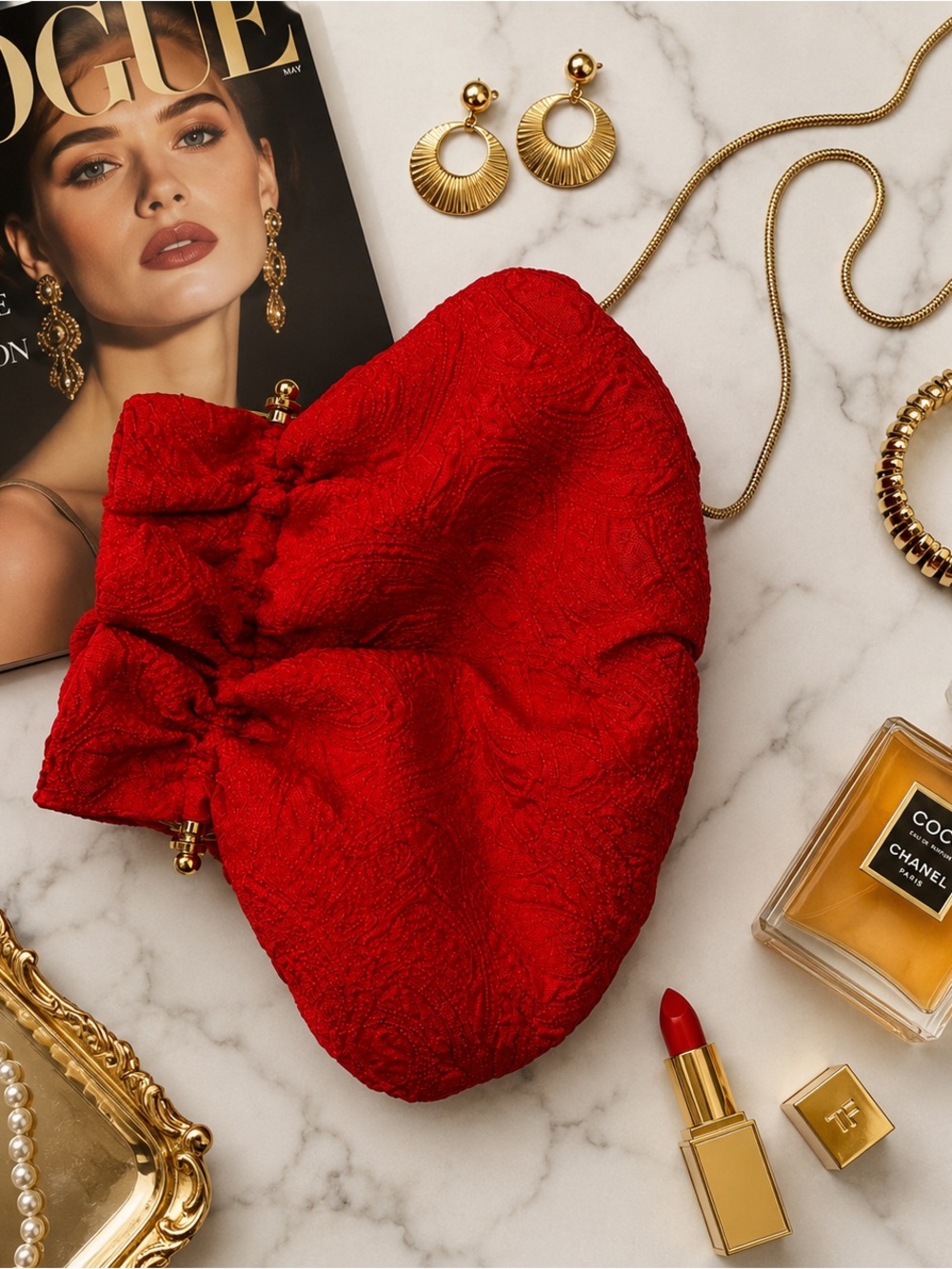 ❤️ Vanessa Vintage Red Guipure Evening Bag – 1990s Elegant Clutch Purse - Picture 5 of 10